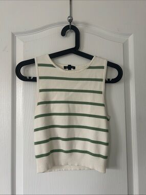 Dynamite Cream Tank with Sage Green Stripes